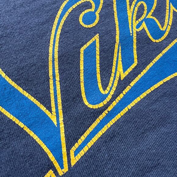 Vintage 90s Nike White Tag Varsity Athletic Script Spellout T Shirt Faded Blue - Picture 3 of 8